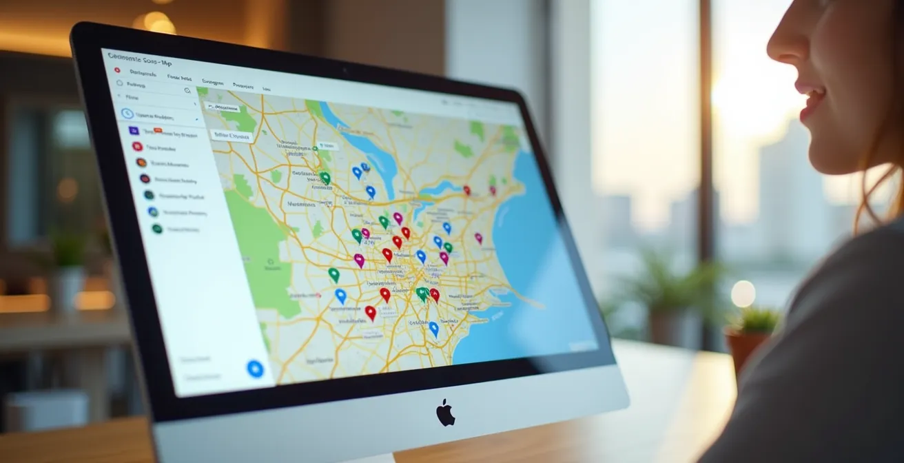 Visualisation d'une carte interactive Google My Maps montrant plusieurs couches thématiques pour un voyage personnalisé à Montréal
