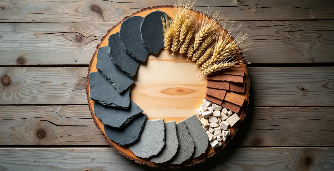 Carte infographique des matériaux de construction écologiques disponibles dans un rayon de 500km autour de Montréal