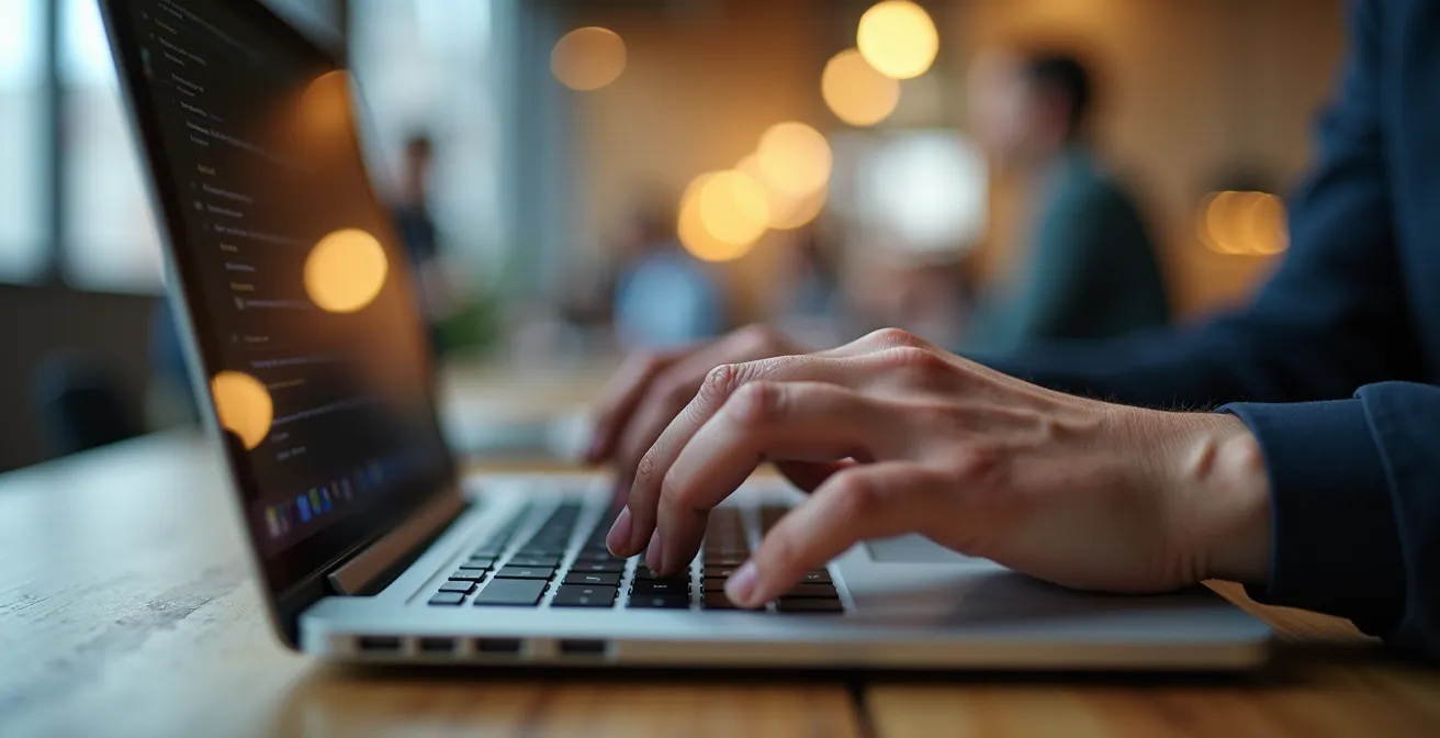 Espace de travail collaboratif moderne avec entrepreneurs travaillant dans un environnement ouvert et lumineux