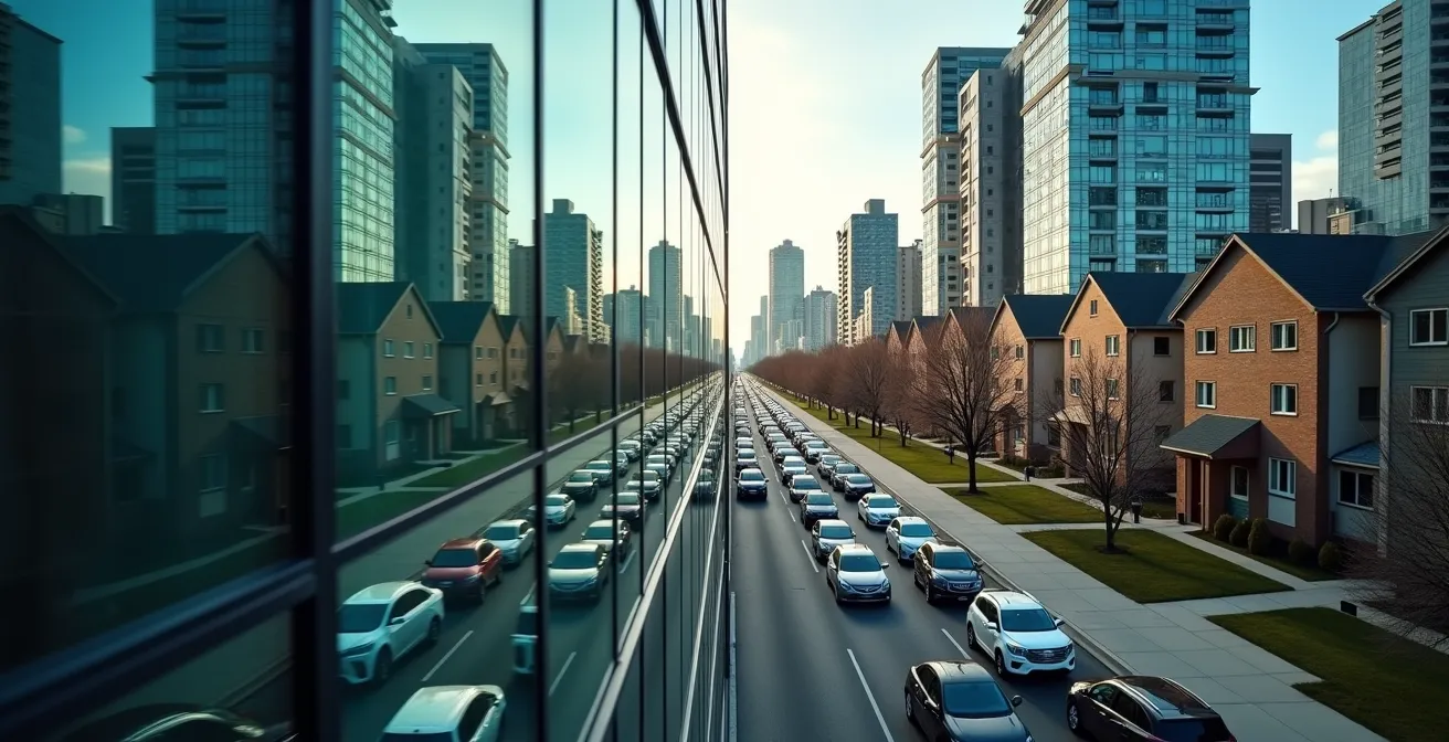 Carte thermique montrant l'évolution du trafic dans différents quartiers de Montréal avec concentration accrue en banlieue