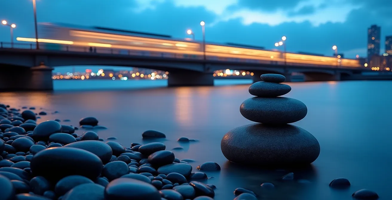 Vue abstraite et métaphorique du passage des pensées pendant la méditation
