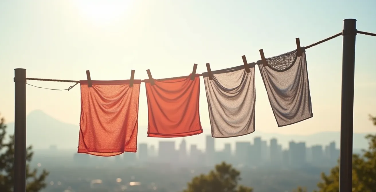 Comparaison de structures de tissus sportifs montrant différents niveaux de respirabilité