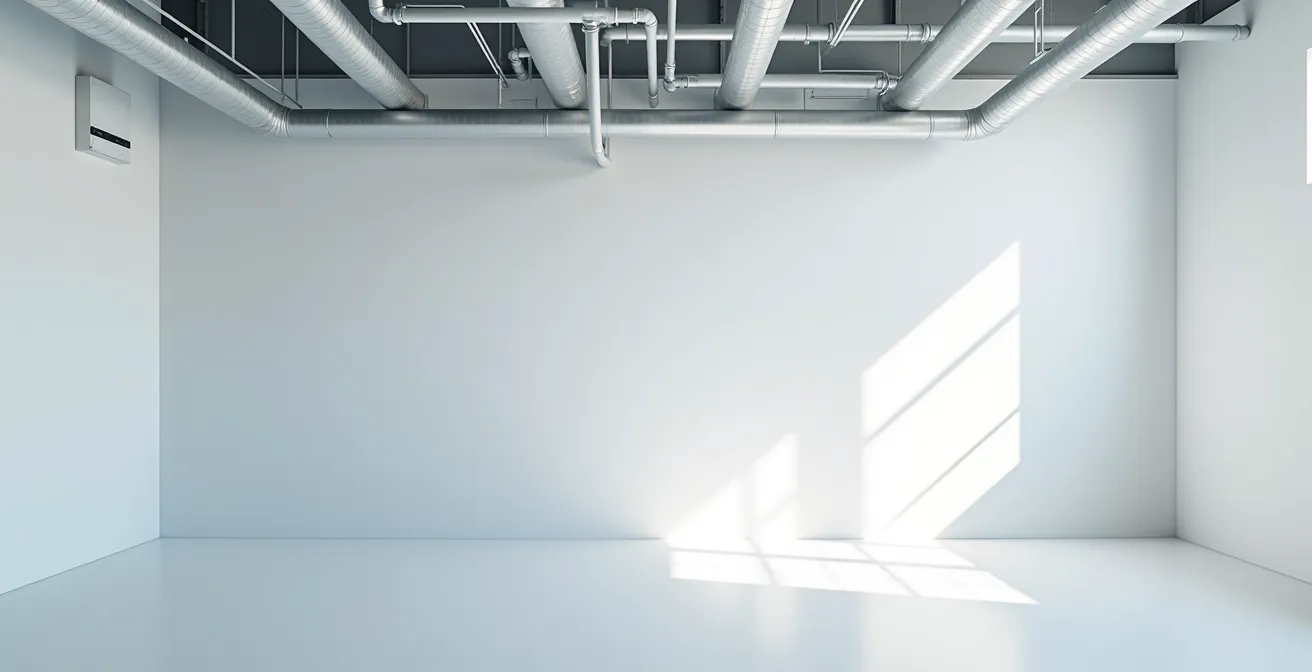 Système d'échangeur d'air VRC installé proprement dans une salle mécanique de maison québécoise