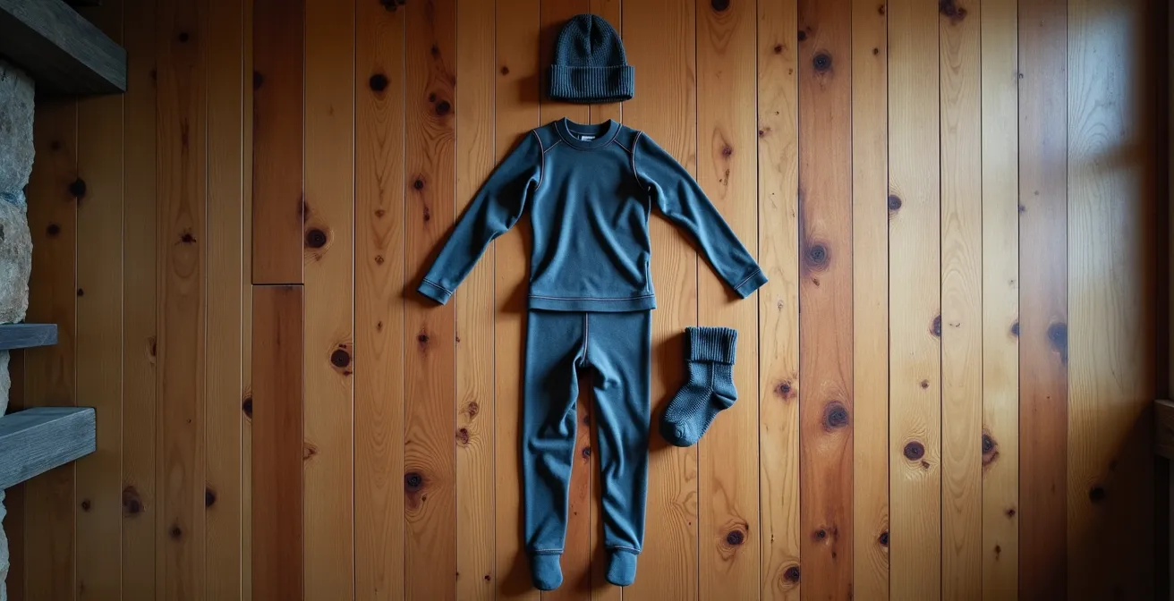 Ensemble minimaliste de vêtements en laine mérinos pour dormir en hiver