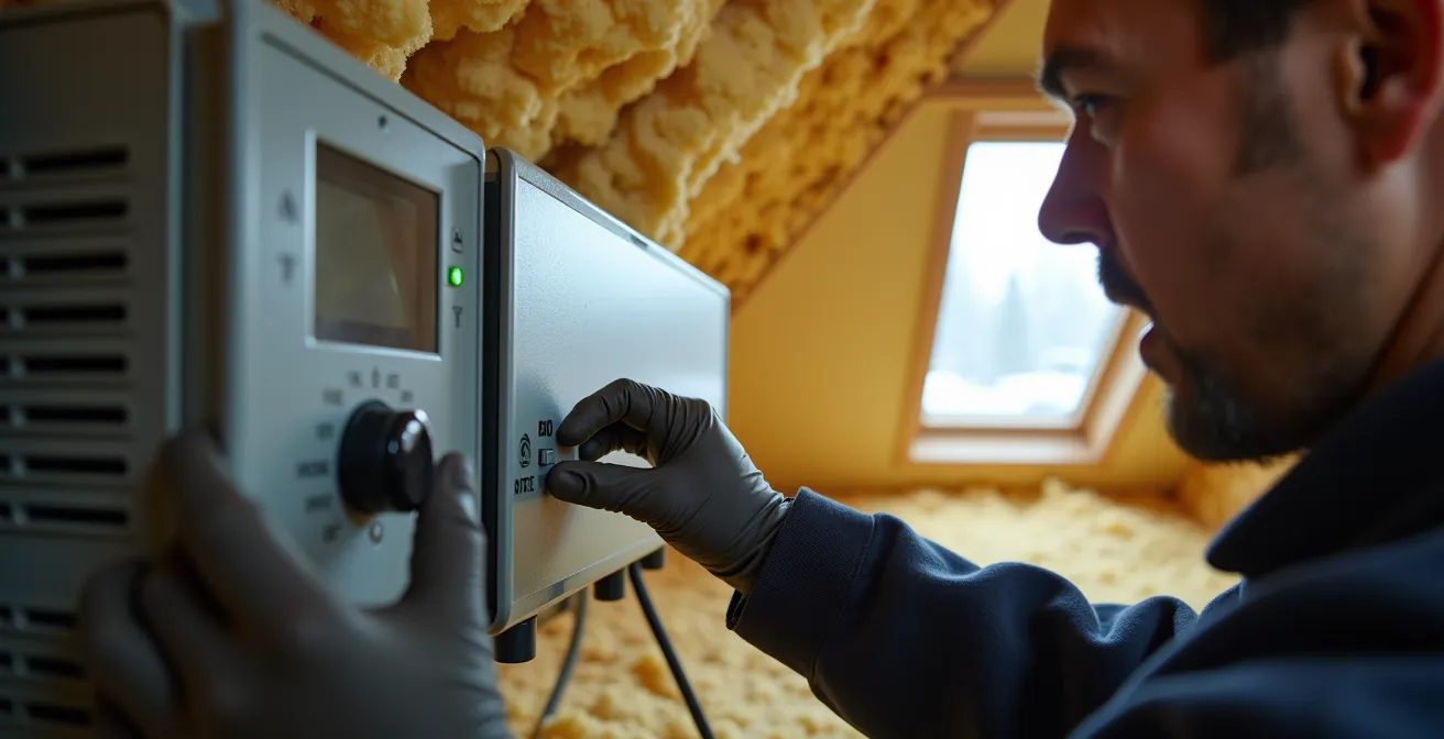 Système VRC moderne installé dans un entre-toit montréalais avec conduits isolés visibles